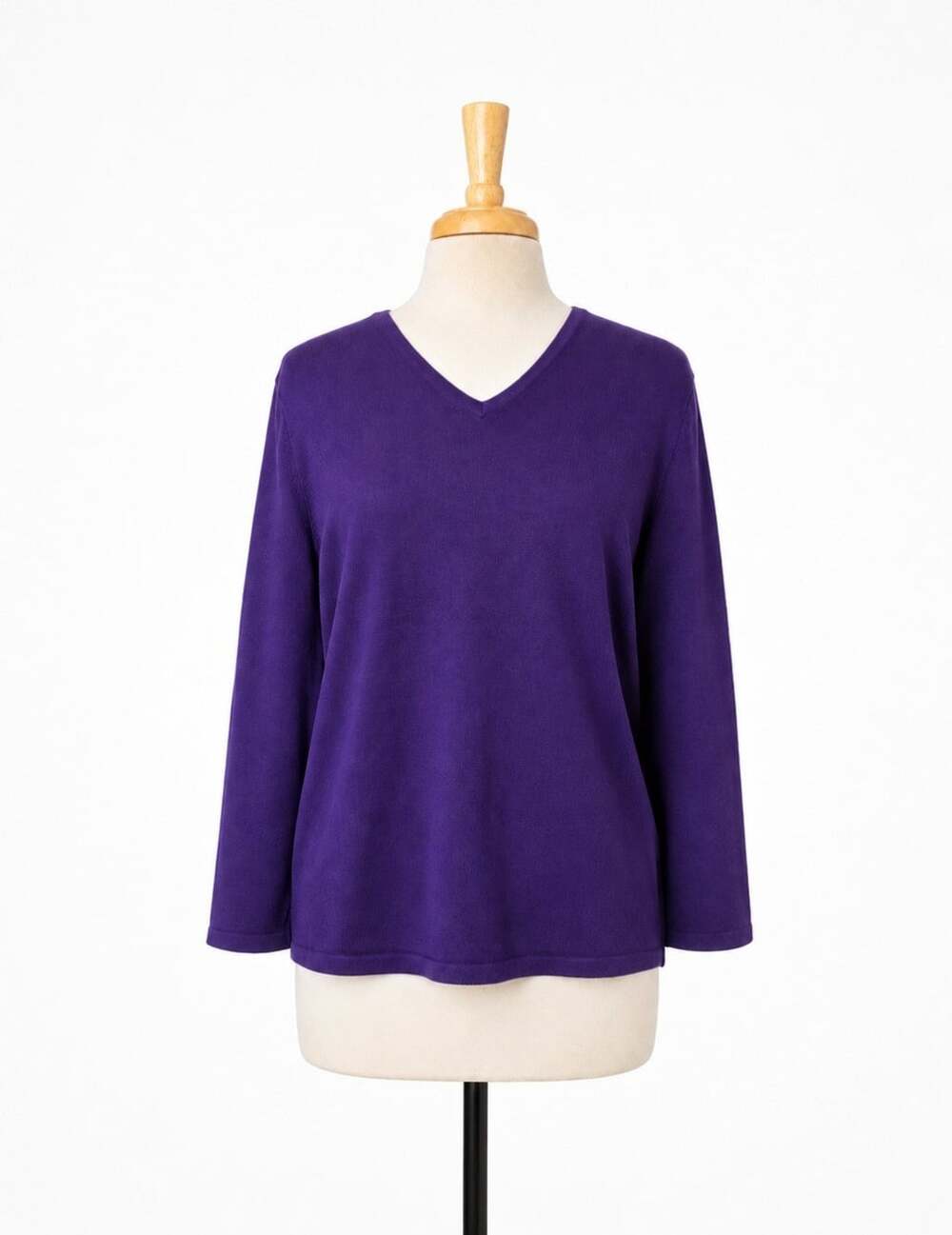 Spense Womens XL Purple Silk Blend V Neck Sweater 3/4 Sleeve Lightweight Knit